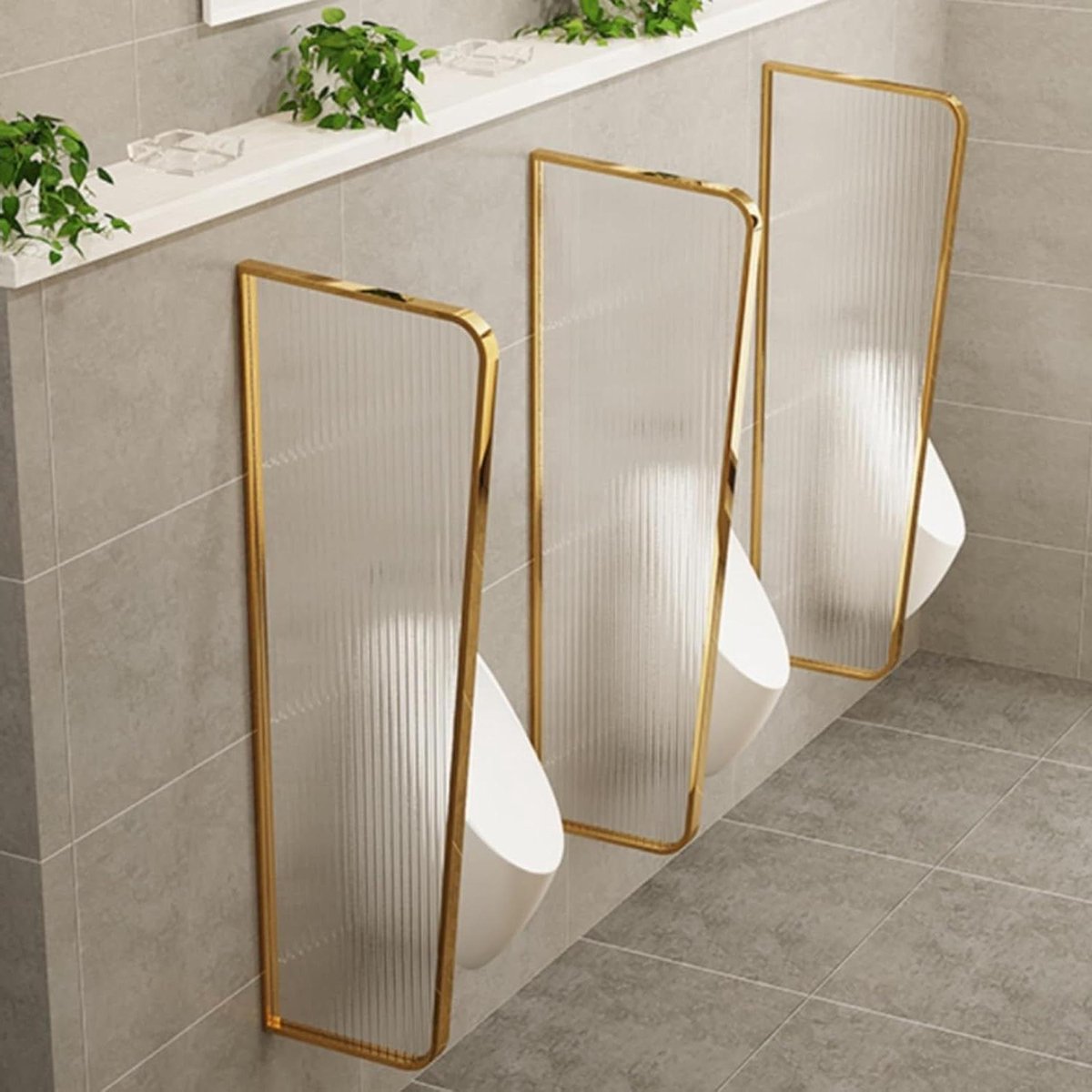 Urinoir Privacy Scherm - Toilet Divider Baffle - Privacy Creëren - Roestvrij Staal Frame - 120x40 cm - Goud