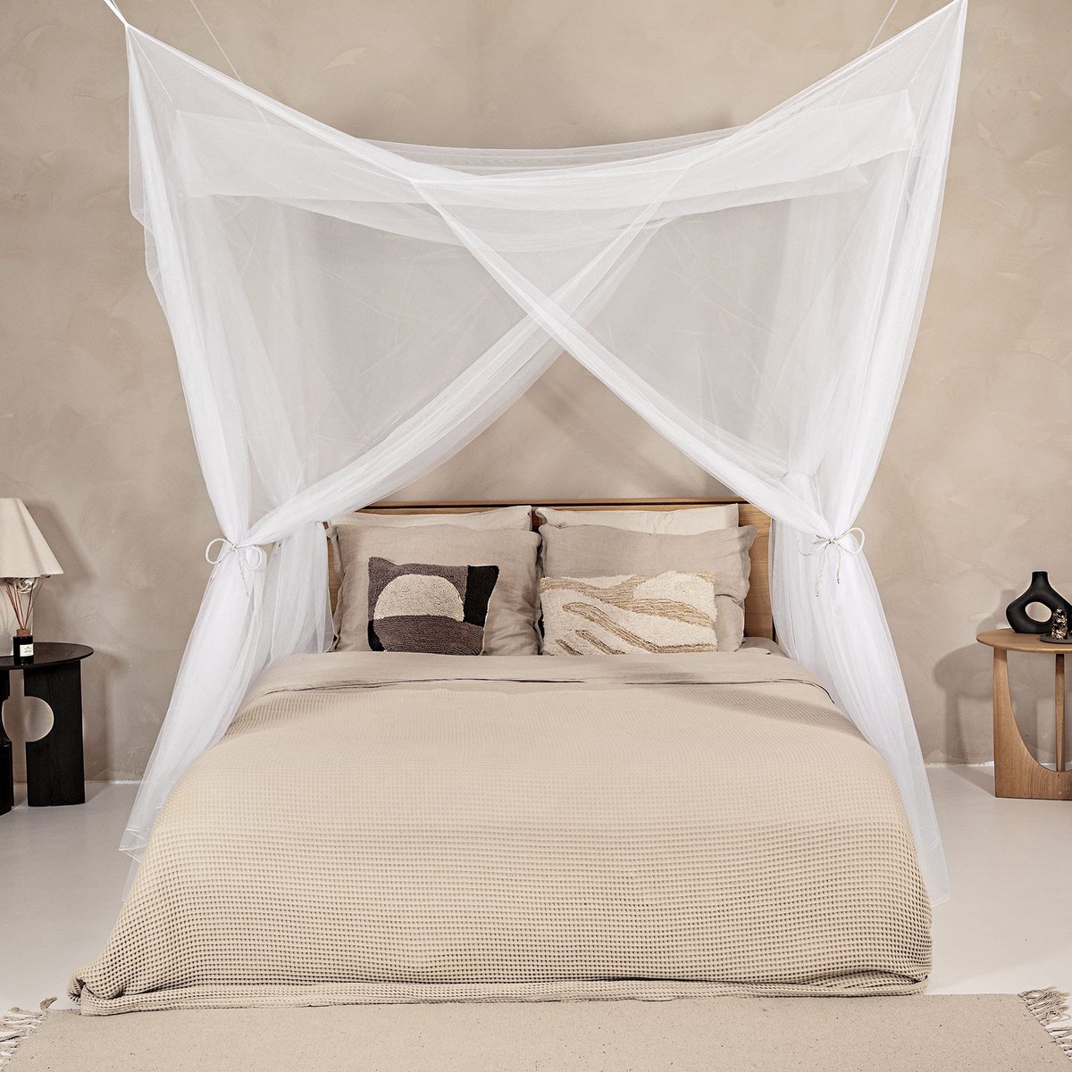 Dailygoods - Witte Moskito Net voor Thuis en Reis, Geschikt voor 2 Personen met 6 Ophangpunten