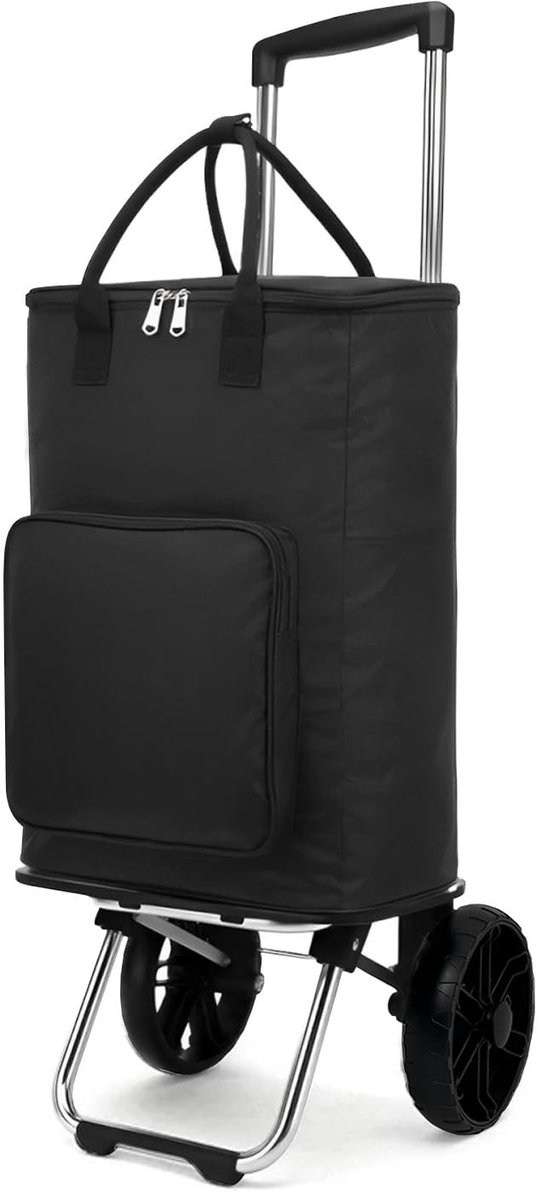 Dailygoods - Opvouwbare Shopping Trolley met Koelfunctie - Zwart, 50L
