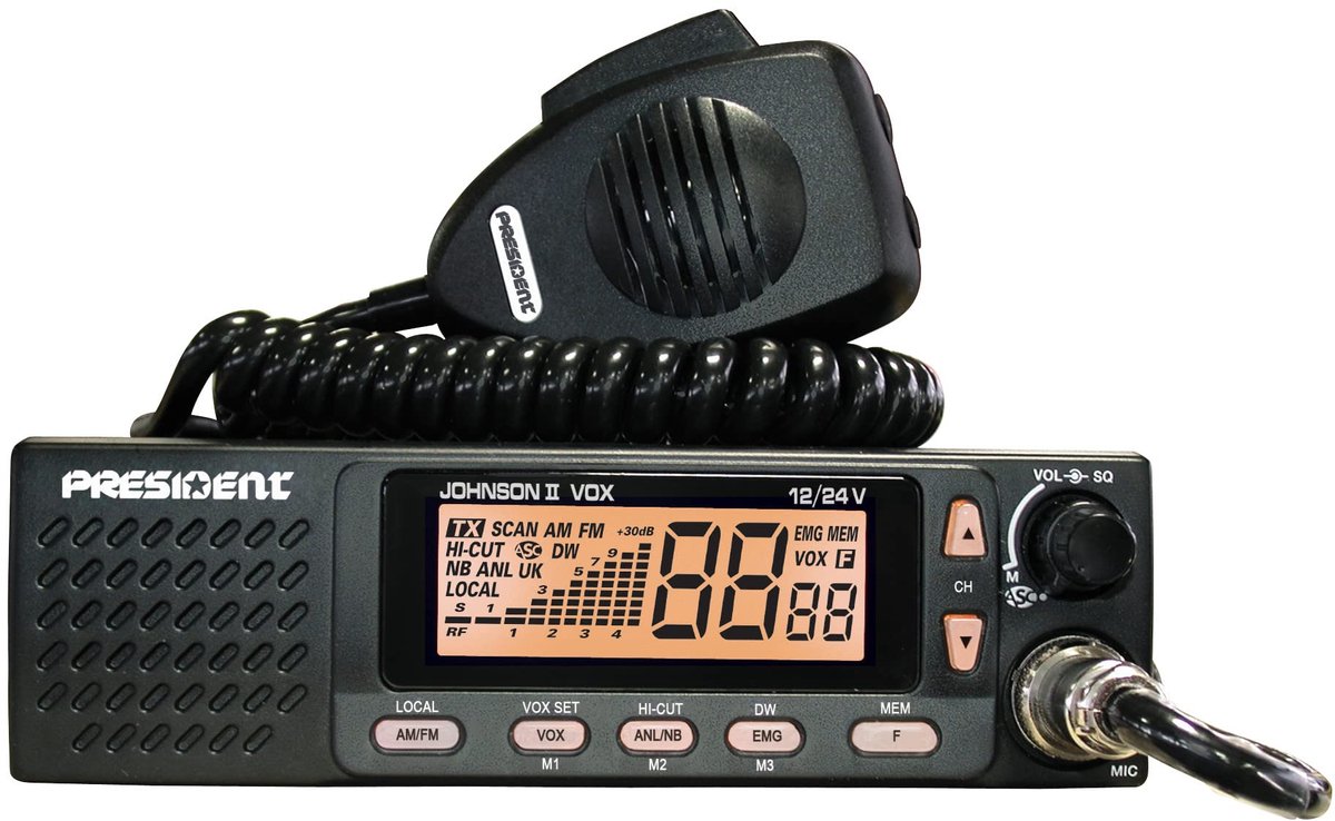 Dailygoods - Président Radio CB Johnson II - 12V-24V met Automatische Ruisblokkering
