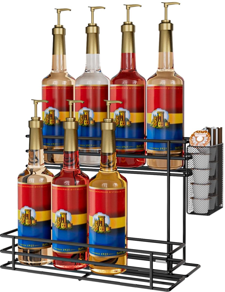 Dailygoods - Coffee Syrup Organisatie Stand - 8 Flessen Houder met Straws