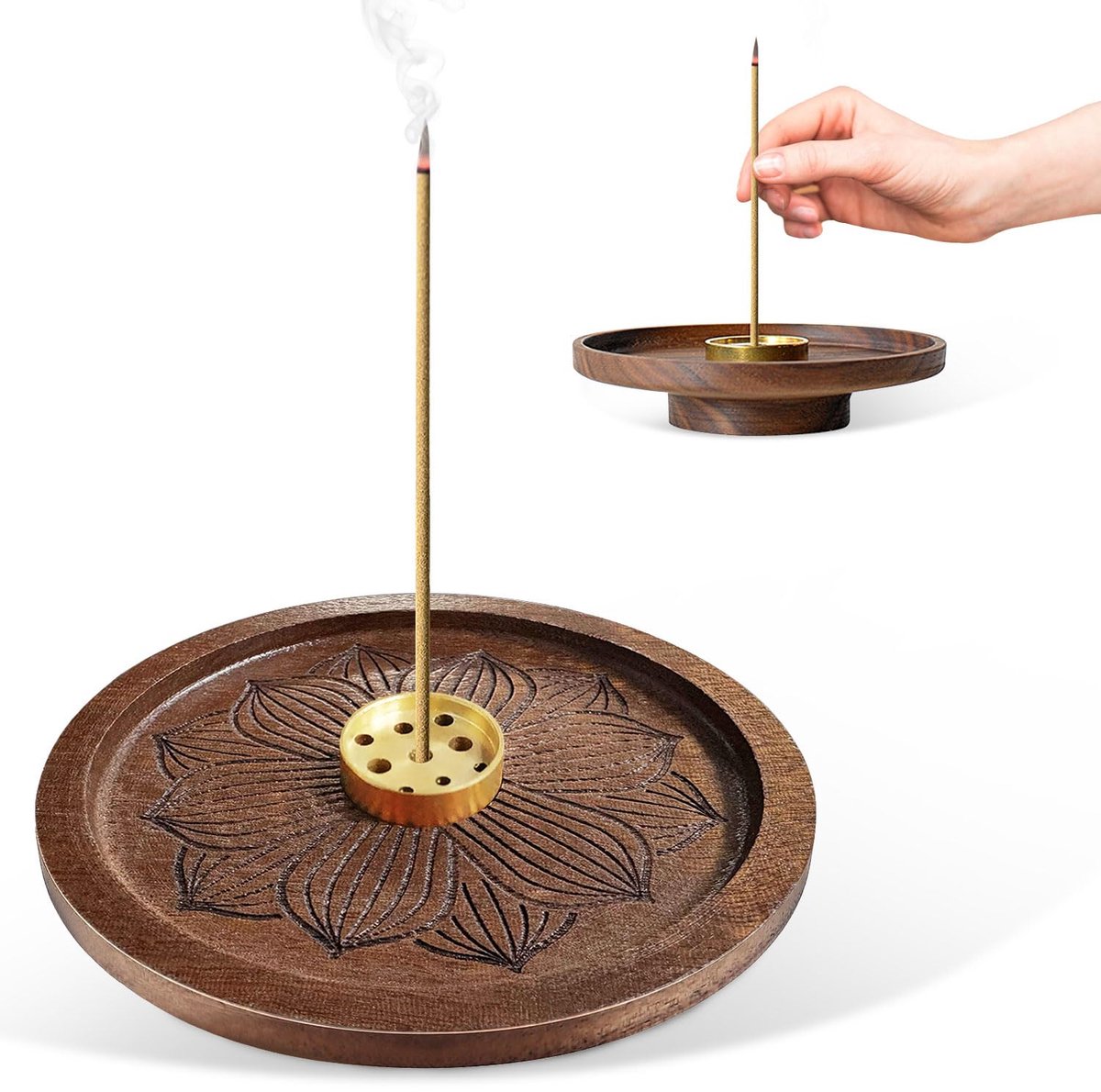 Dailygoods - Wierookstokjeshouder Lotus Houten Wierookbrander voor Meditatie en Yoga