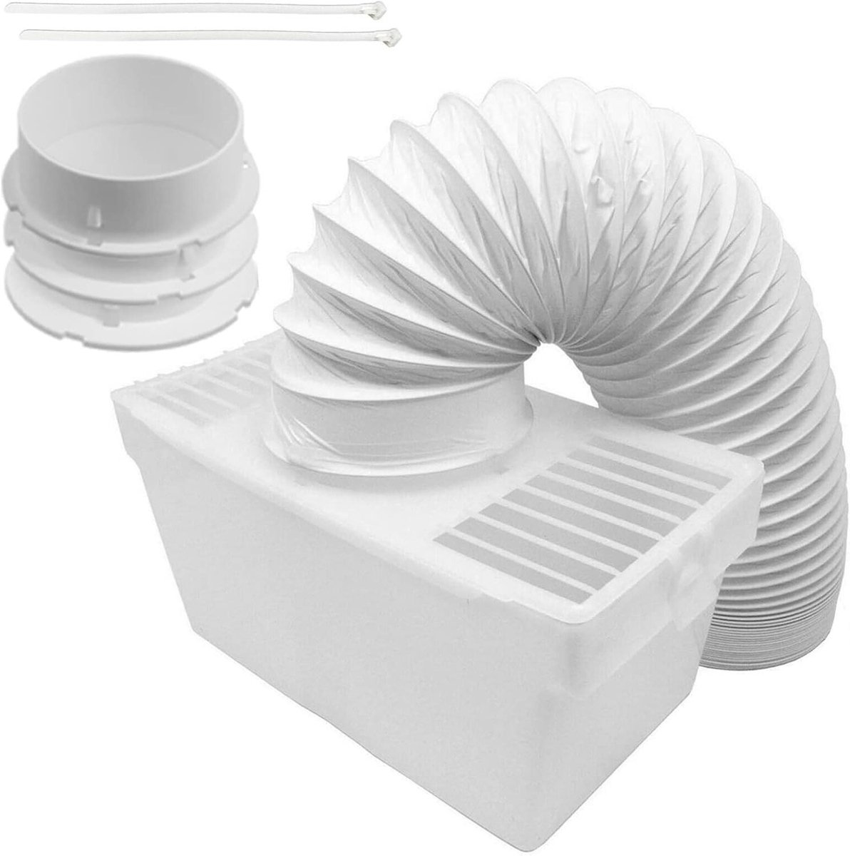 Condensator Vent Box Kit Wasdroger Afvoer Kit Vocht Opvangen Universele 4-Inch Uitlaat 1.55m Slang Wit