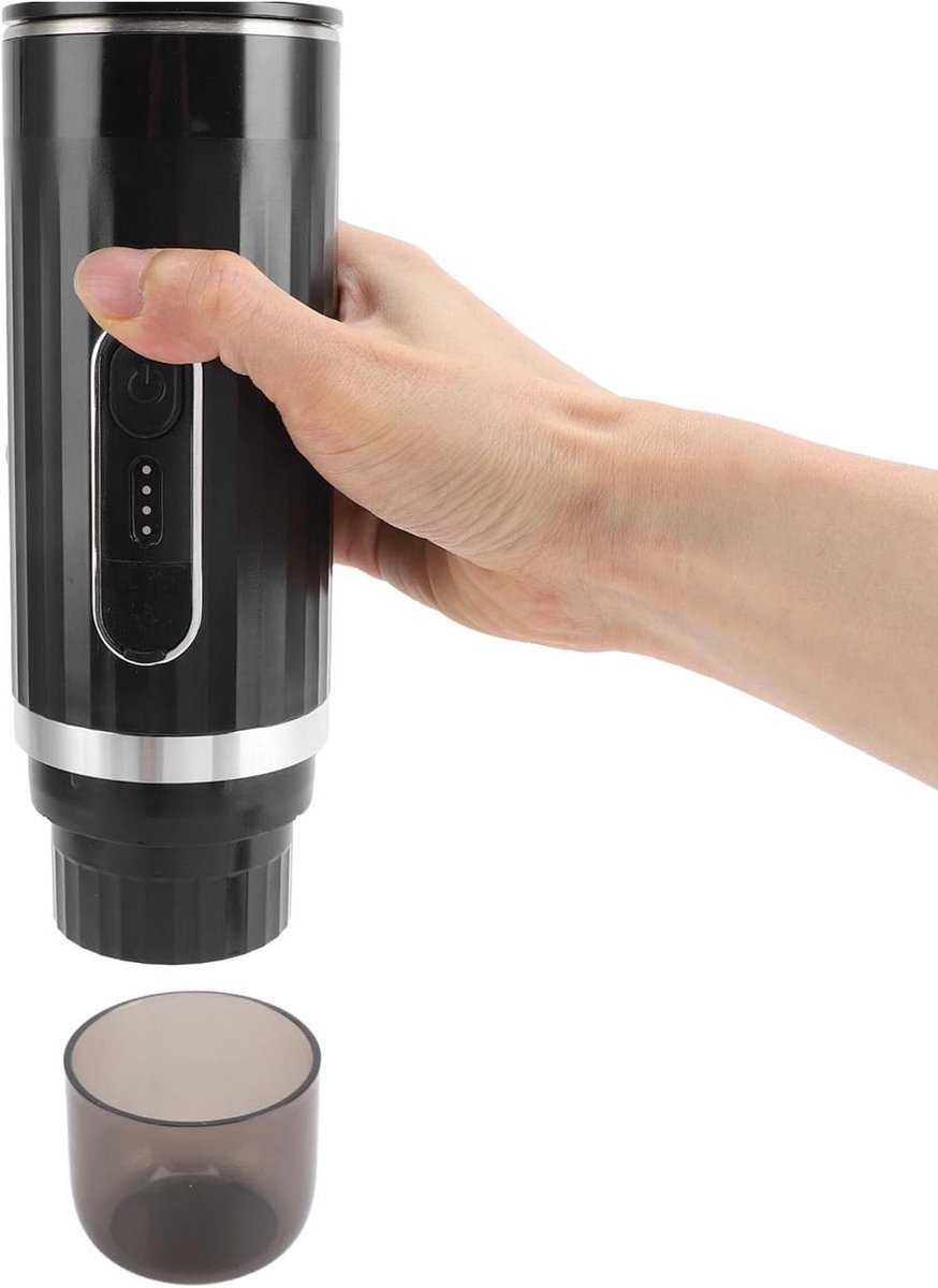Elektrisch Koffiezetapparaat - Draagbaar Espressoapparaat - Koffie Maken Onderweg - Lekvrij en Warmte-geïsoleerd - 80 ml - Zwart