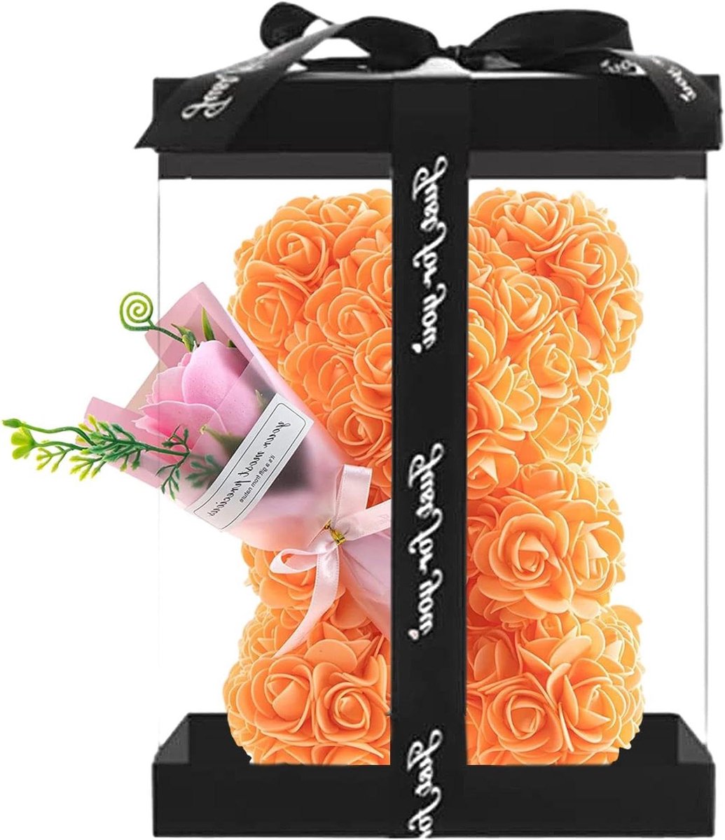 Rozenbeer - Bloemenbeer Rozenbloemen - Cadeau geven - Kunstmatige bloemen - 1 stuk - Roze