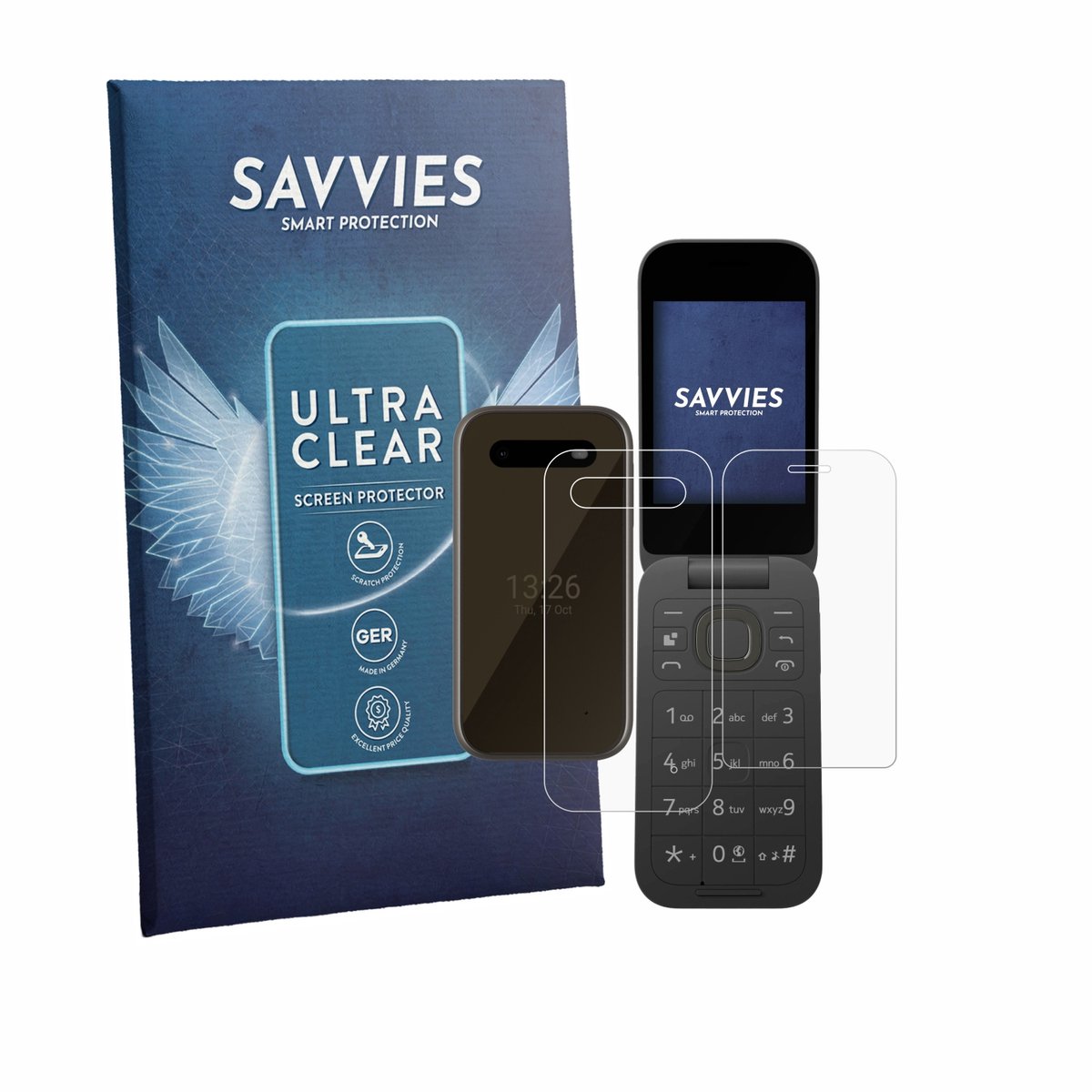 Savvies - Screenprotector voor HMD 2660 Flip 4G (Voor+Achter) - Folie Beschermfolie transparant 18 Stuks