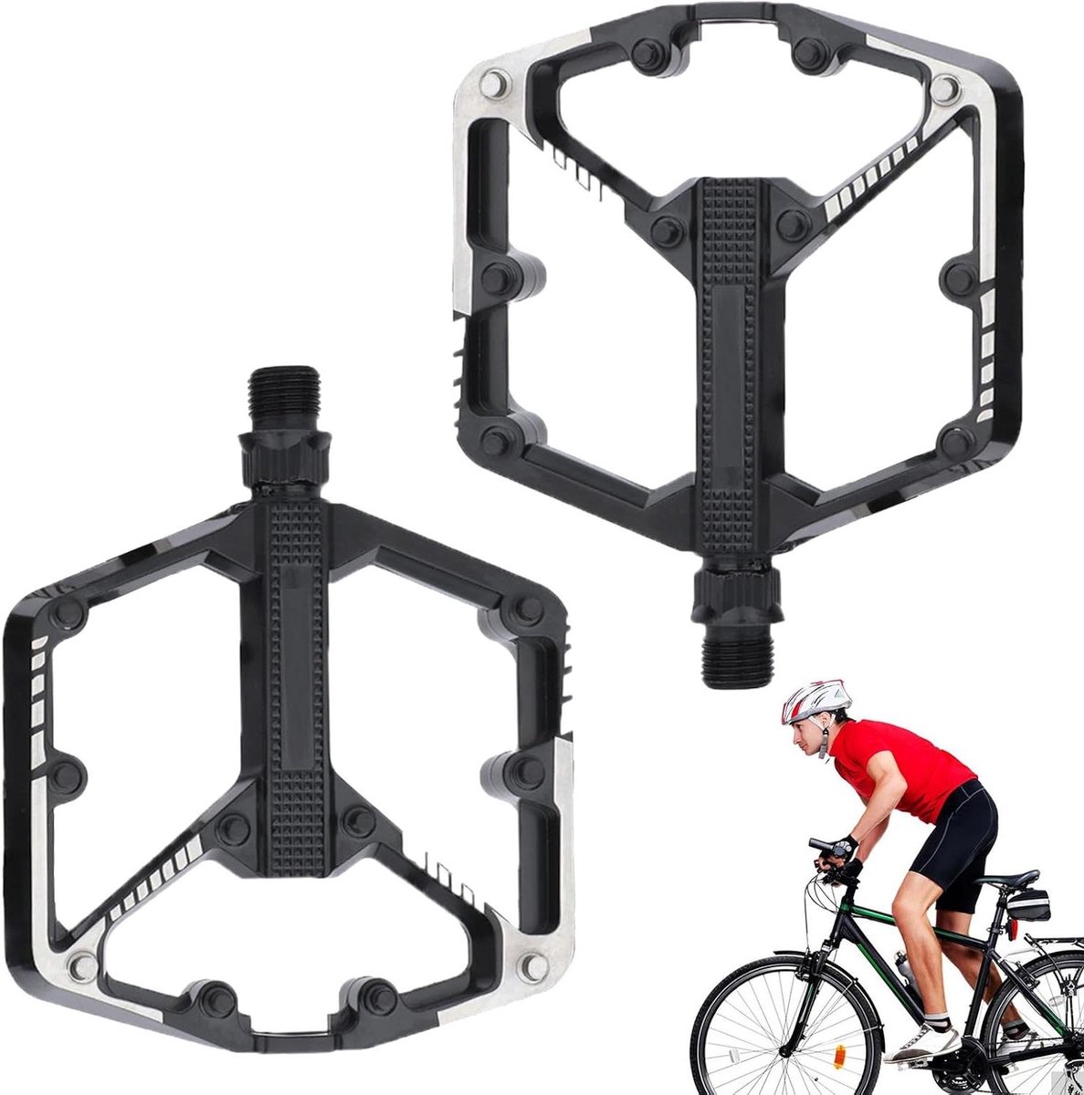 Fietspedalen - Vervangende onderdelen - Outdoor fietsen - Lichtgewicht aluminium - 23 x 12 cm - Zwart