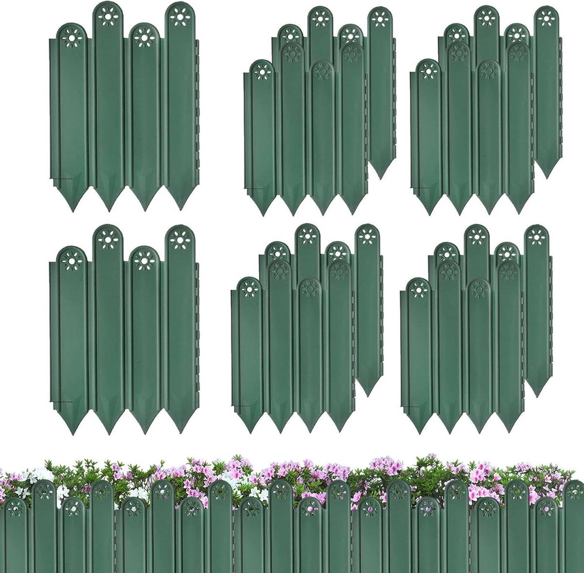 Tuinhek Set - Bloembed Omheining - Tuin Indeling - UV- en Roestbestendig - 10 stuks - Groen