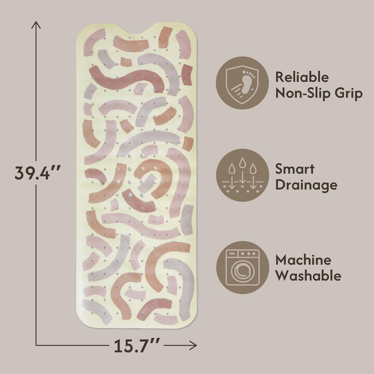 SnelShoppen - Hakuna Matte Badmat - Antislip Badmat voor Kinderen 100 x 40 cm - BPA Vrij - Inclusief Haken - Perfect voor Badkamer en Speelruimte