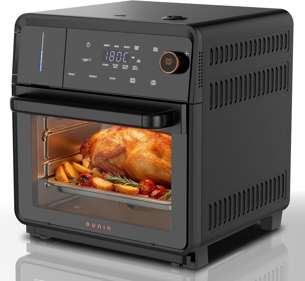SnelShoppen - Multifunctionele Airfryer-Oven 18L - 11-in-1 Heteluchtfriteuse met Twee Zones - 360° Heteluchtcirculatie - 1800W - Koken, Bakken, Stomen