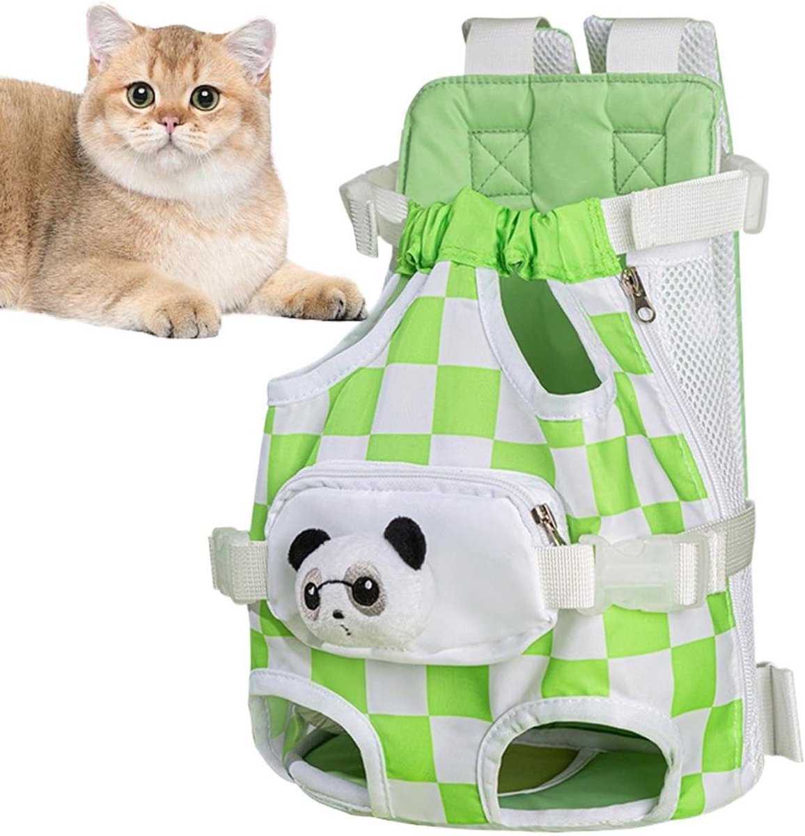Hondenrugzak - Draagbare Hondentas - Wandelen Met Hond - Ademend Mesh Ontwerp - 31H cm - Wit Groen