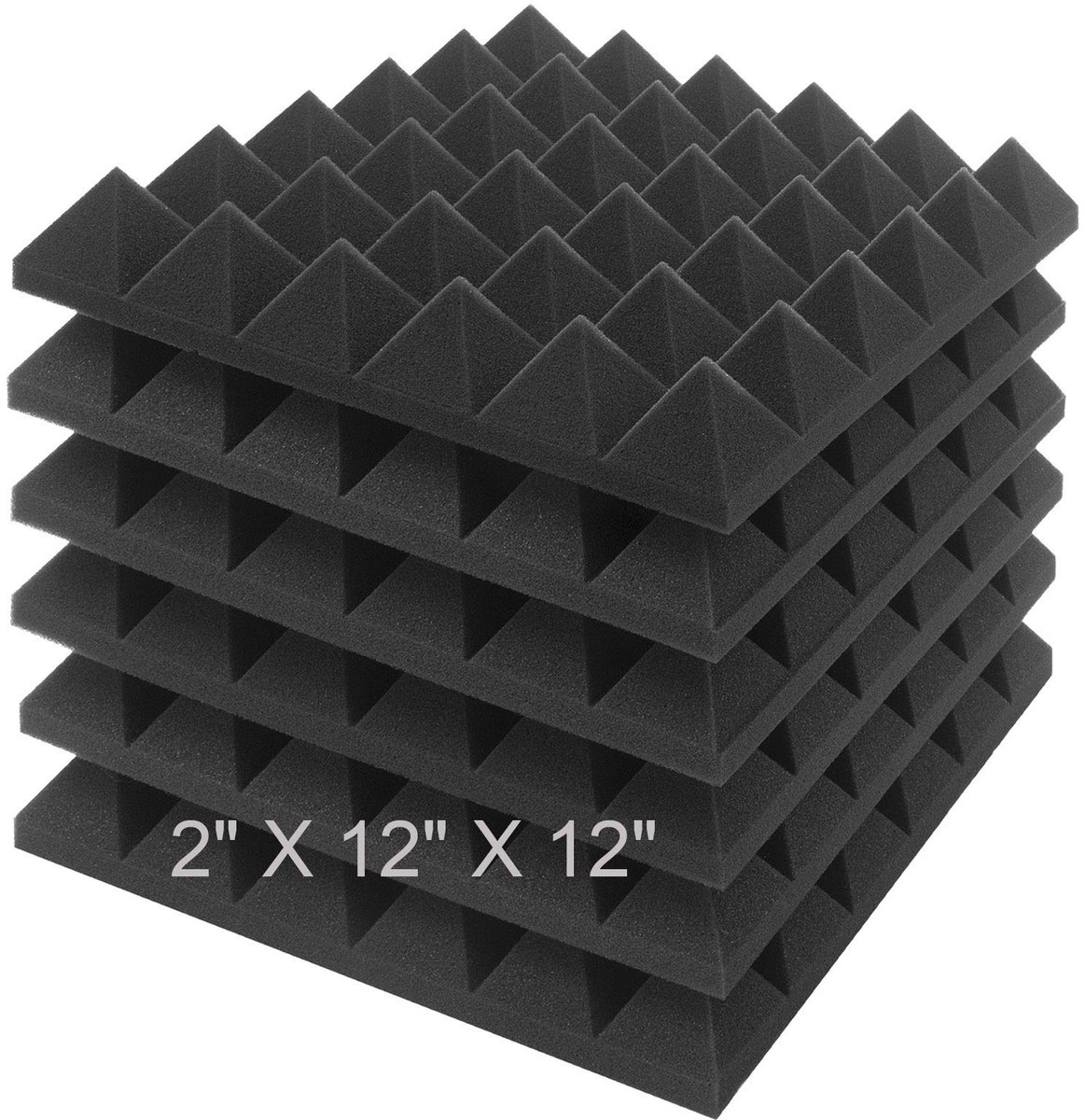SnelShoppen - Akoestische Geluidsschuimpanelen 6-pack 2"x12"x12" Zwart Geluidsisolatie Wandbekleding voor Studio, Thuisbioscoop en Muziekopnames