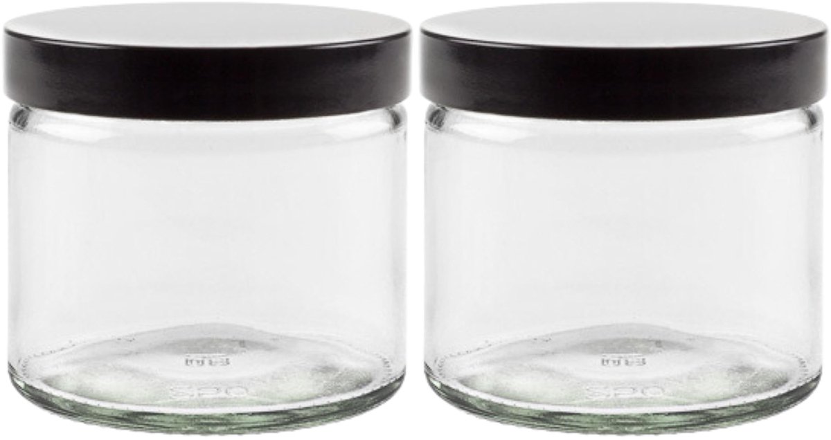 SnelShoppen - Glazen Potje Set 2 x 250 ml Crèmepot met Schroefdop en Etiketten - Ideaal voor Keuken, DIY, Cosmetica, Bewaren, Organiseren, Tuin en Fee