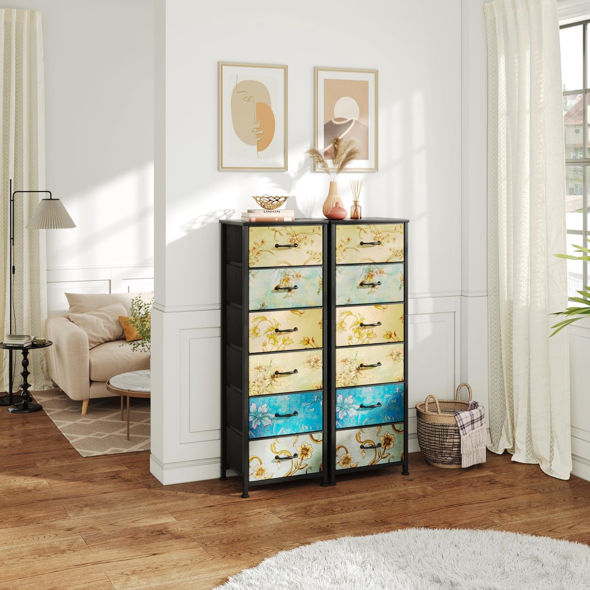 SnelShoppen - CAIYUN Commode voor Slaapkamer, Opbergkast, Kast met Lades, Houten Design, Modern, Wit, 3 Lades, Perfect voor Organisatie en Opslag in H