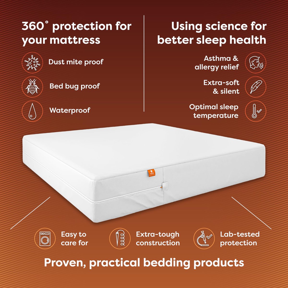SnelShoppen - Matrasomhulsel Bed Bug Huisstofmijtbestendig Hypoallergeen - Waterdicht en Rekbaar - Volledig/Dubbel 30,5 cm Diepte 137,2 cm x 190,5 cm