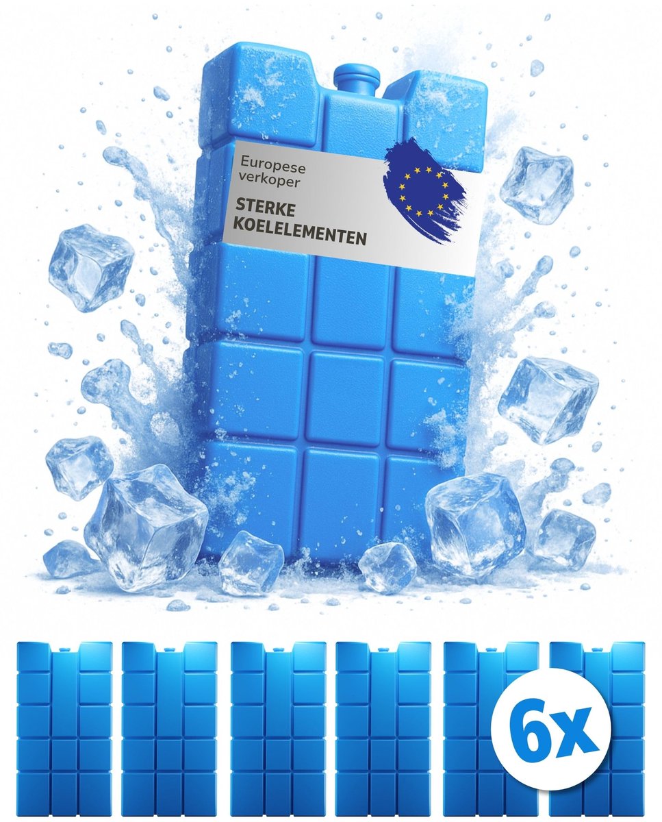 SnelShoppen - Set van 6 Koelaccu's 200 ml - Blauwe Koelelementen voor Koelbox, Koeltas, Koelpads, Dunne Koelelementen voor Camping, Feesten en Thuisge