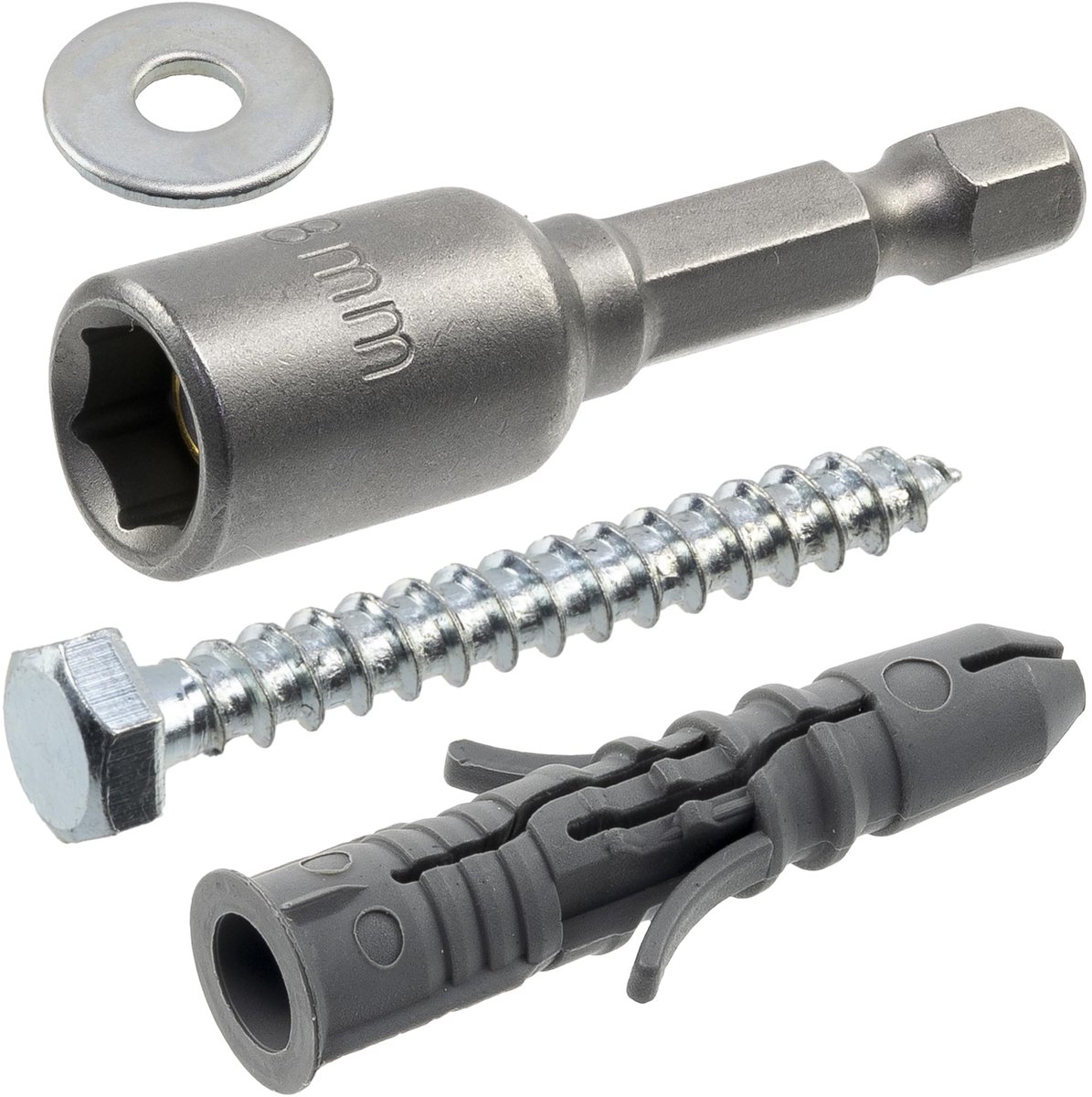 Dailygoods - Set van 20 nylonpluggen en houtschroeven met zeskantkop voor doe-het-zelf projecten