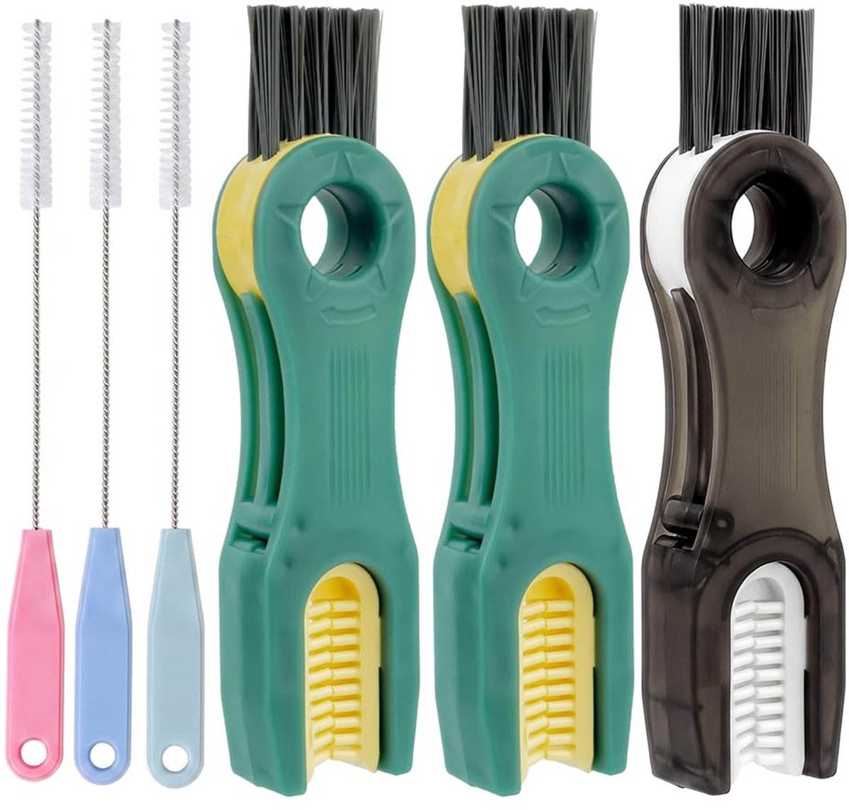 Dailygoods - 3-in-1 Flessendekselborstelset - Reinigingsborstels voor Rietjes en Deksel