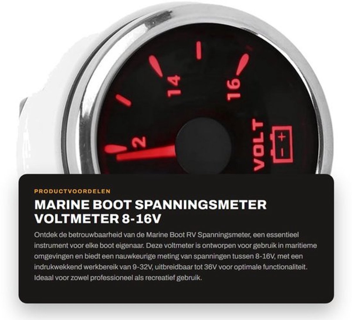 Spanningsmeter 52mm - IP67 Waterdicht - 9-32V Werkspanning - Hoge Precisie - Eenvoudige Installatie - Laag Stroomverbruik - Voltmeter