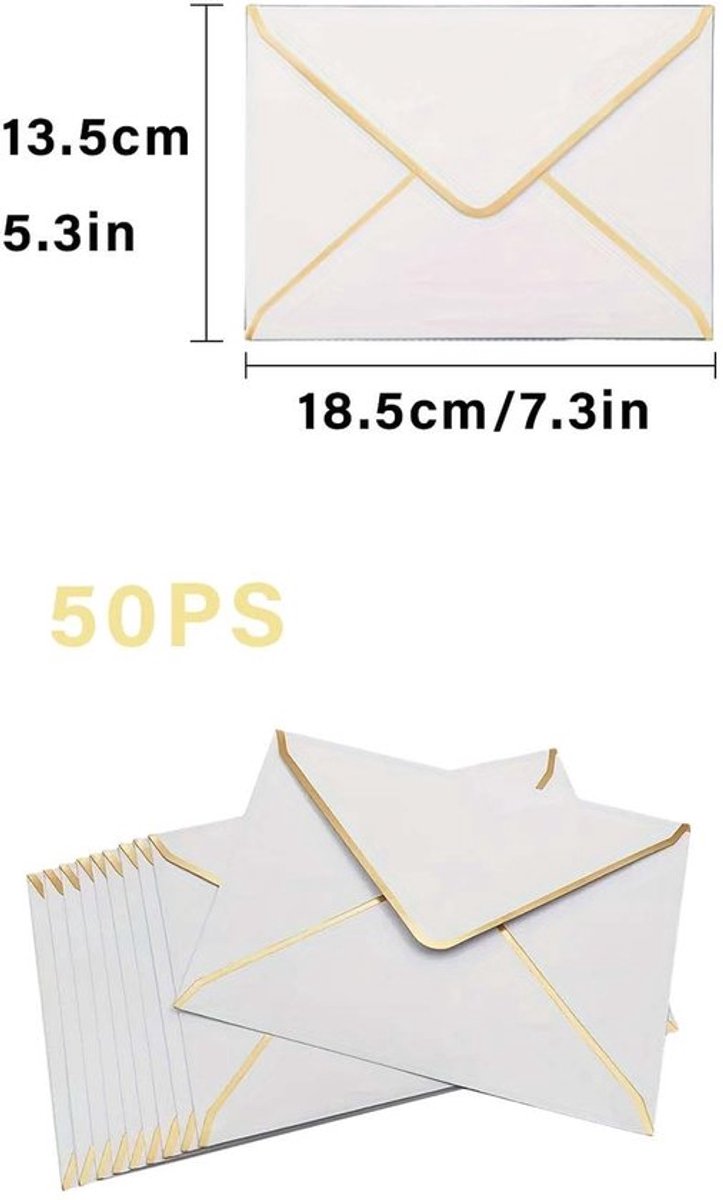 Luxe enveloppen - Perfect voor uitnodigingen - Wit - 50 stuks - Geschikt voor bruiloften, verjaardagen en feesten
