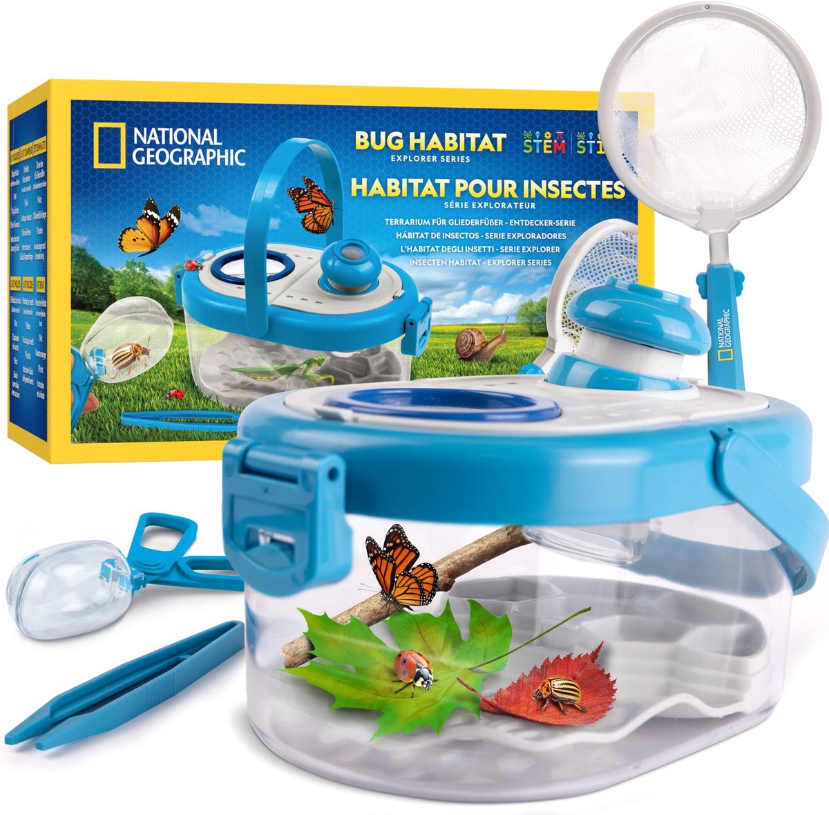 Dailygoods- Insectenvanger Set - Habitat met Vergrootglas - Vangnet - Pincet - Kinderen - Ontdekkingskit voor Insecten - Insectenobservatiekit