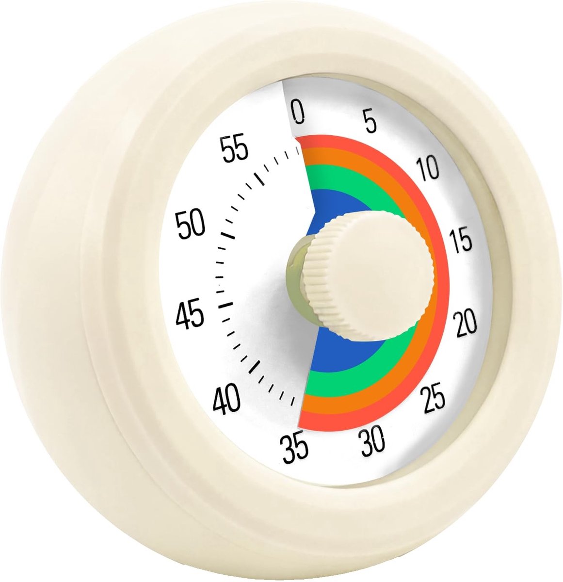 Dailygoods- Visuele Timer 60 Minuten Countdown - Leerklok - Tijdmanagementgereedschap - Stil - Geschikt voor Kinderen/Volwassenen - Regenboogpatroon - Afteltimer