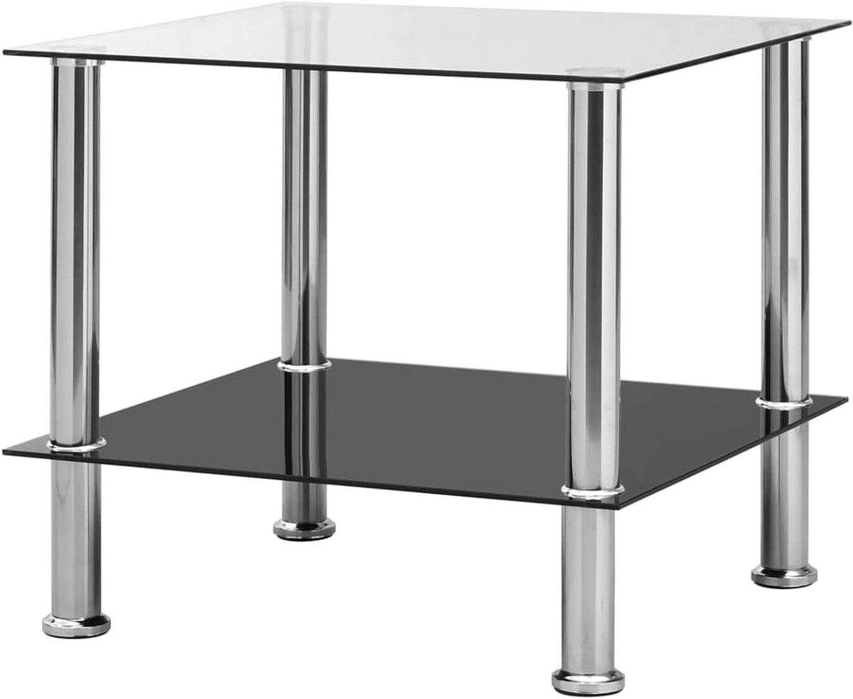 Transparante tafel - Bijzettafel - Woonkamer inrichting - Gehard glas blad - 45 x 50 x 45 cm - Transparant