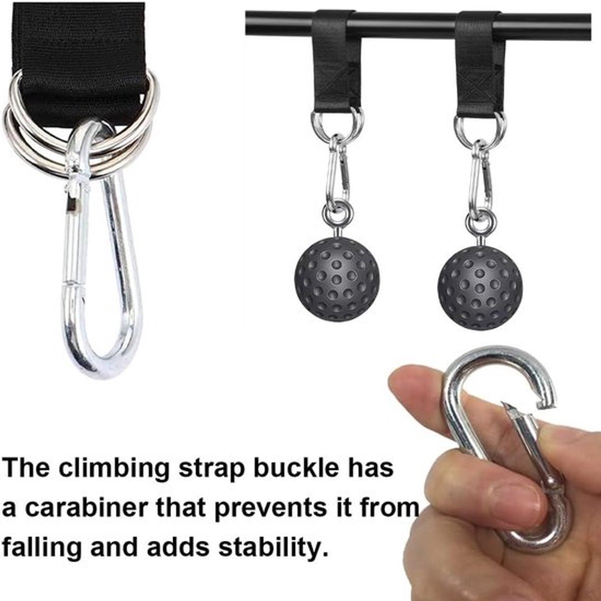 Hangmatbevestiging Swing Strap - Scheurvaste Nylon Ophanging - Set van 2 Karabijnhaken en D-ringen - Voor Swingstoel - Draagbaar