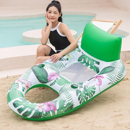Opblaasbare Waterdrijver - Drijvend Vlot - Ontspannen op Water - Meerlaags Versterkte Structuur - 142x82cm - Groen — afbeelding 4