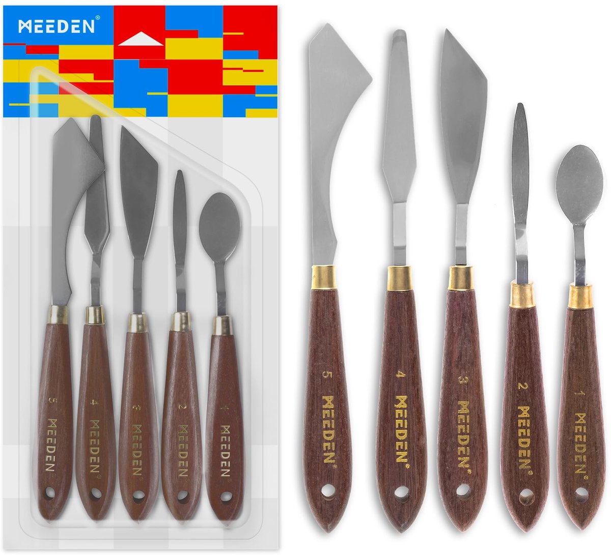 SnelShoppen - 5-delige Schildermessenset - Roestvrijstalen Paletmessen voor Olie en Acryl - Mengschraper voor Schilderen, Creatieve Projecten, Kunsten