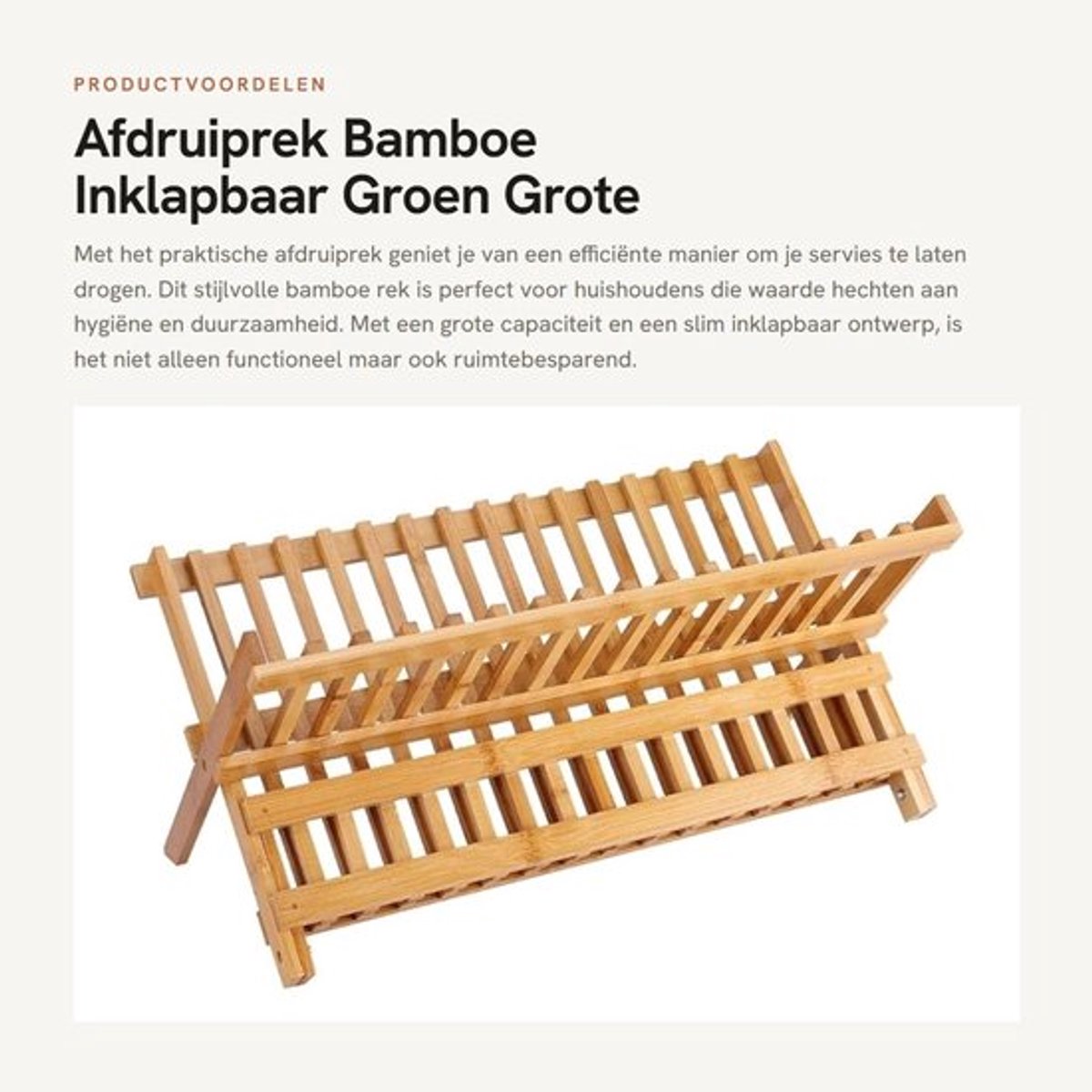Afdruiprek grote capaciteit - Inklapbaar - Bamboe - 45 x 19 x 21 cm - Veilig en gezond - Twee niveaus - Afwasrek