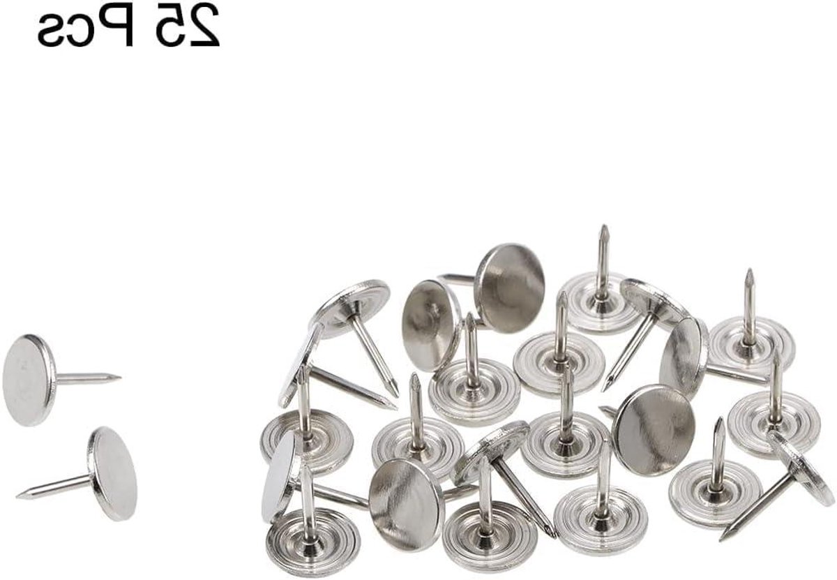 Stoffering Kopspijkers - Meubilair Nagels - Meubels Decoreren - Platte Kop - 11x13mm 25 Stuks - Zilverkleurig