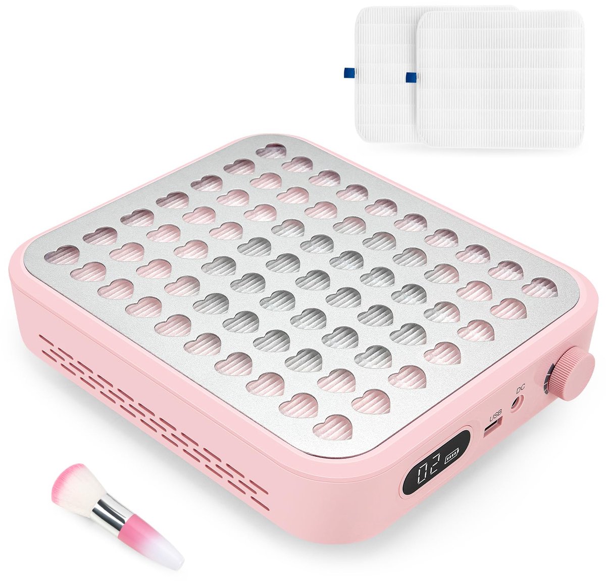 SnelShoppen - Oplaadbare Nagelstofafscheider 56W Draadloos met 2 Herbruikbare Filters en Borstel - Krachtige Nagelstofafzuiger voor Acrylgelnagels - R