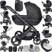 Kinderwagen 4-in-1 - Trio kinderwagen Babywagen - Veilig vervoeren - Dubbele duwmodus - 82 x 61 x 105 cm - Zwart