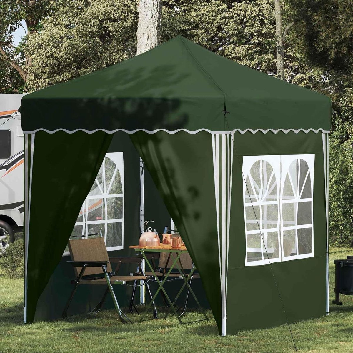 Pop-up Partytent - Feesttent Tuin - Buitenfeest Organiseren - Traploos In Hoogte - 195x195x245 cm - Groen