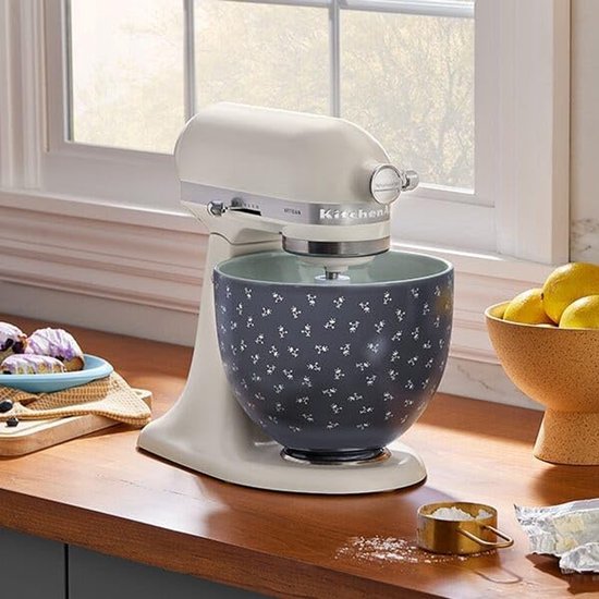 Keramische Mengkom - Bakkom - Bakken en Mixen - Vintage Floral Design - 4.7 Liter - Blauw — afbeelding 2