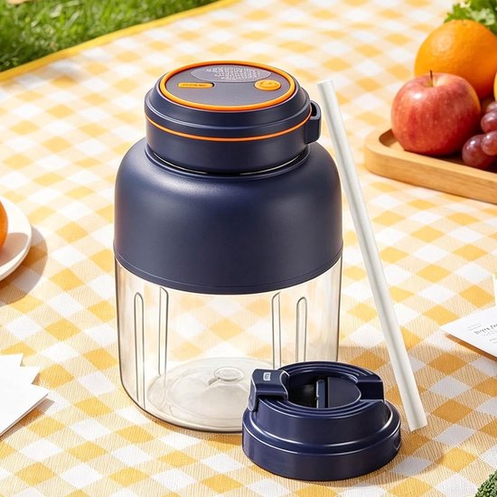 Draagbare Juicer Beker - Elektrische Blender - Snelle Drankjes Maken - Extra Grote Capaciteit - 1300ml - Blauw — afbeelding 5