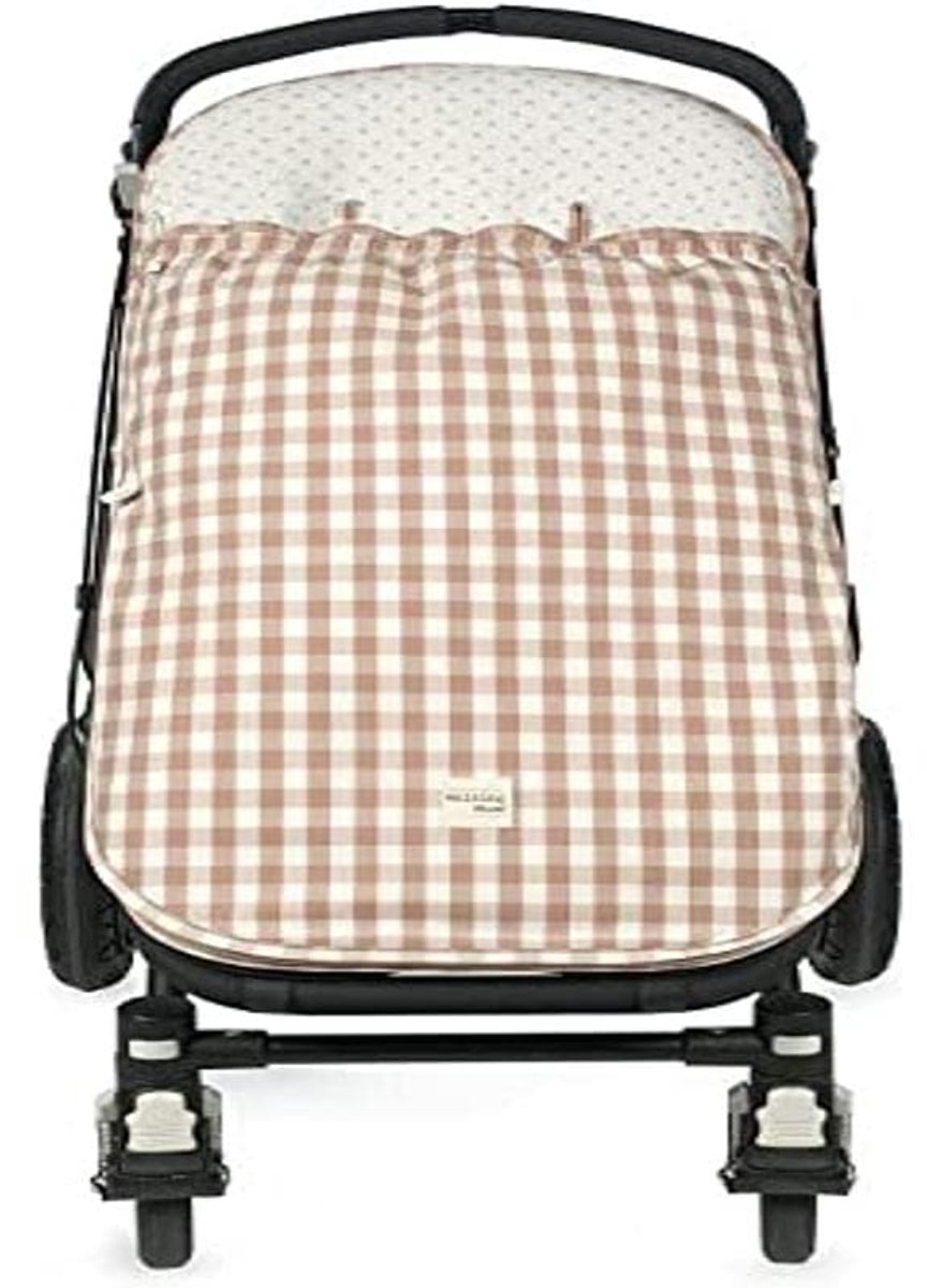 SnelShoppen - Remy Kinderwagen Voetenzak Roze Vichy-Ruit, Universeel Inzetbaar, Comfortabele Babystoelhoes met Anti-Zweet Materiaal voor Buggy en Auto