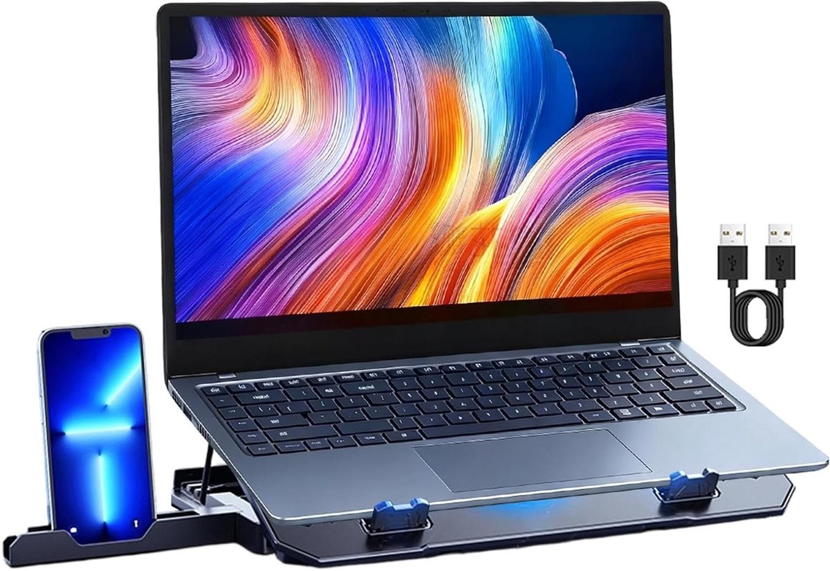 Laptop Koeler - Laptop Stand - Warmte Regulatie - Antislip Verhoging - 37 x 27 x 4 cm - Multicolor