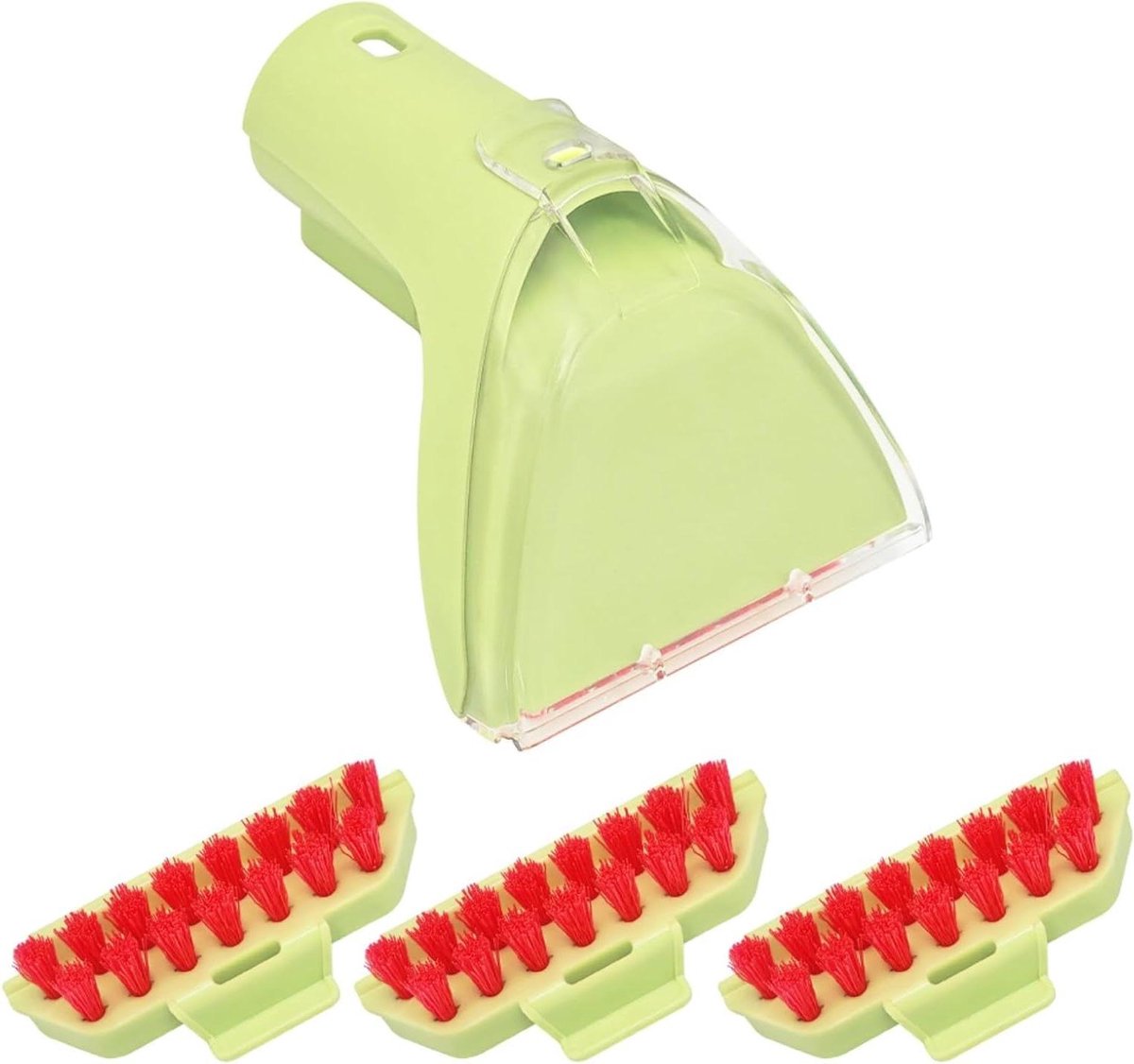 Vlekken Tool met Borstels - Bekledingborstel Tapijtreiniger - Vlekken Verwijderen - Afneembare Lens - 4 inch - Groen