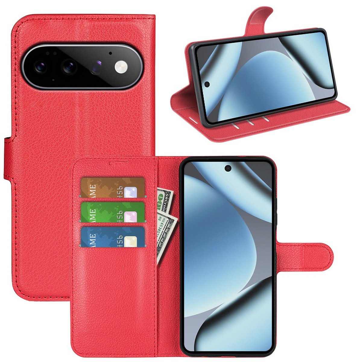 MobyDefend Hoesje - Geschikt voor Google Pixel 11 Pro - Kunstleren Wallet Book Case (Sluiting Voorkant) - Rood