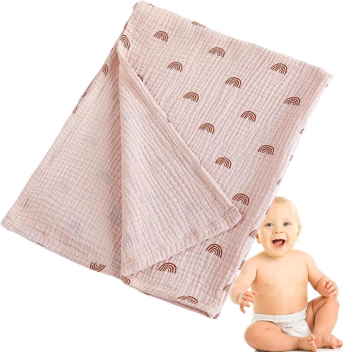Mousseline Wikkeldeken - Baby Deken - Baby Comfort - Ademend Katoen - 80 x 65 cm - H