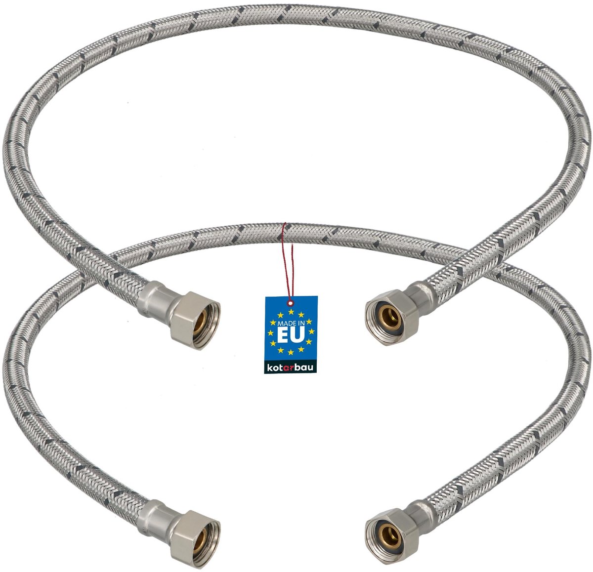 KOTARBAU® 2 Stuks - Flexibele Aansluitslang 3/8" x 3/8" - Flexibele Kraanslang 90 cm - Sanitaire Aansluitslang - Flexibele Verbindingsslang - Aansluitslang Armatuur - met Roestvrijstalen Vlechtwerk