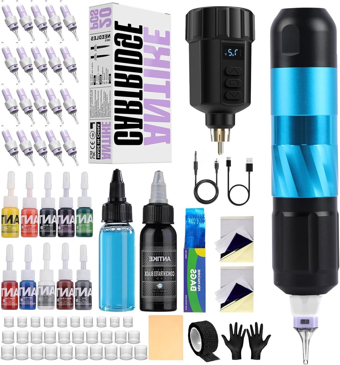 Draadloze Tattoo Machine - Tattoo Kit - Tatoeëren Zelf - Ergonomisch Ontwerp - 1500mAh Accu - Niet gespecificeerd