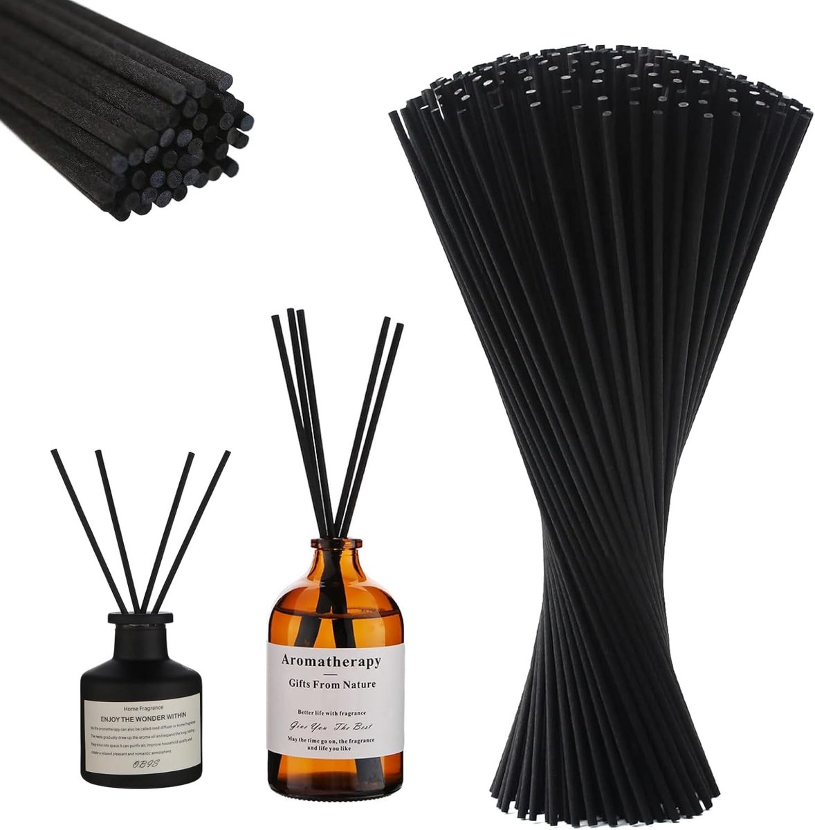 100 Stuks Lange Rietdiffuser Sticks 60cm x 4mm, Geursticks voor Thuis en Kantoor, Aromatherapie en Decoratie