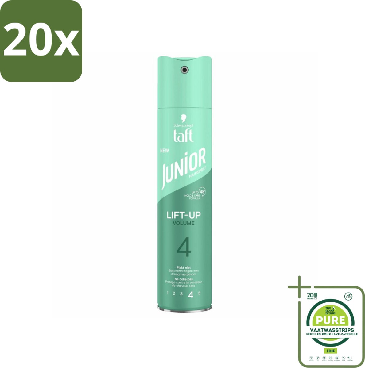 20 x Taft - Lift-Up Volume 4 - Haarspray - Extra volume voor kids - 250 ml - Grootverpakking - Haarspray Voor Kinderen - Volume Haarspray - Taft Junior - Kinderhaarspray - Haarspray Voor Kids