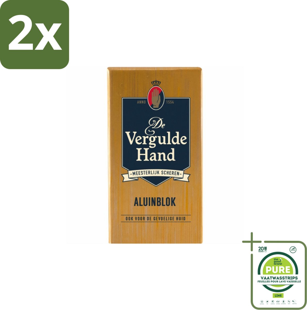 Vergulde Hand - Aluinblok - 75gr - Voordeelverpakking - 2 stuks - Aluminiumblok - Scheerwondje