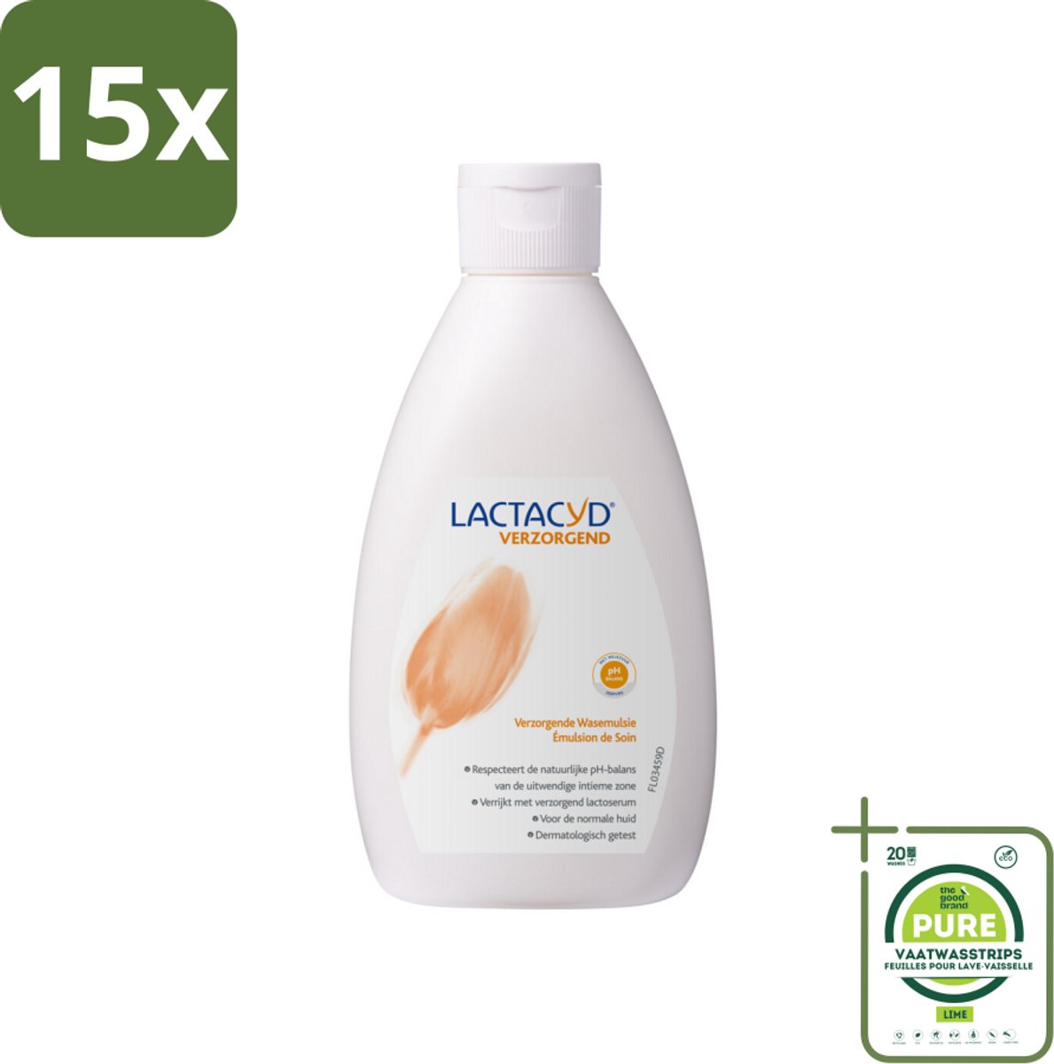 15 x Lactacyd – Verzorgende Wasemulsie – pH-vriendelijk – 300 ml - Grootverpakking - Intieme Wasemulsie - Milde Intieme Verzorging - Zeepvrij - PH-vriendelijk - Gevoelige Huid