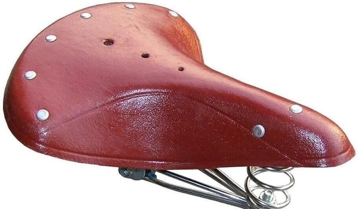 SnelShoppen - CUCUBA Retro Zadel Vintage Stijl voor Fiets en Stadsfiets met Drievoudige Vering en Klem - Bruin - Comfortabel en Duurzaam voor Dagelijk