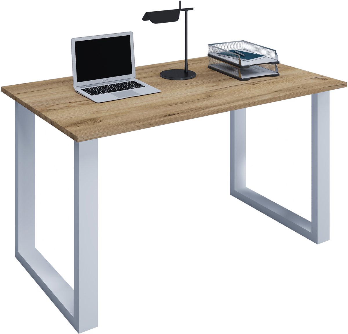 VCM Schreibtisch, 160 x 80 cm, Computertisch mit Metallgestell, Bürotisch für Homeoffice und Arbeitszimmer - Lona U